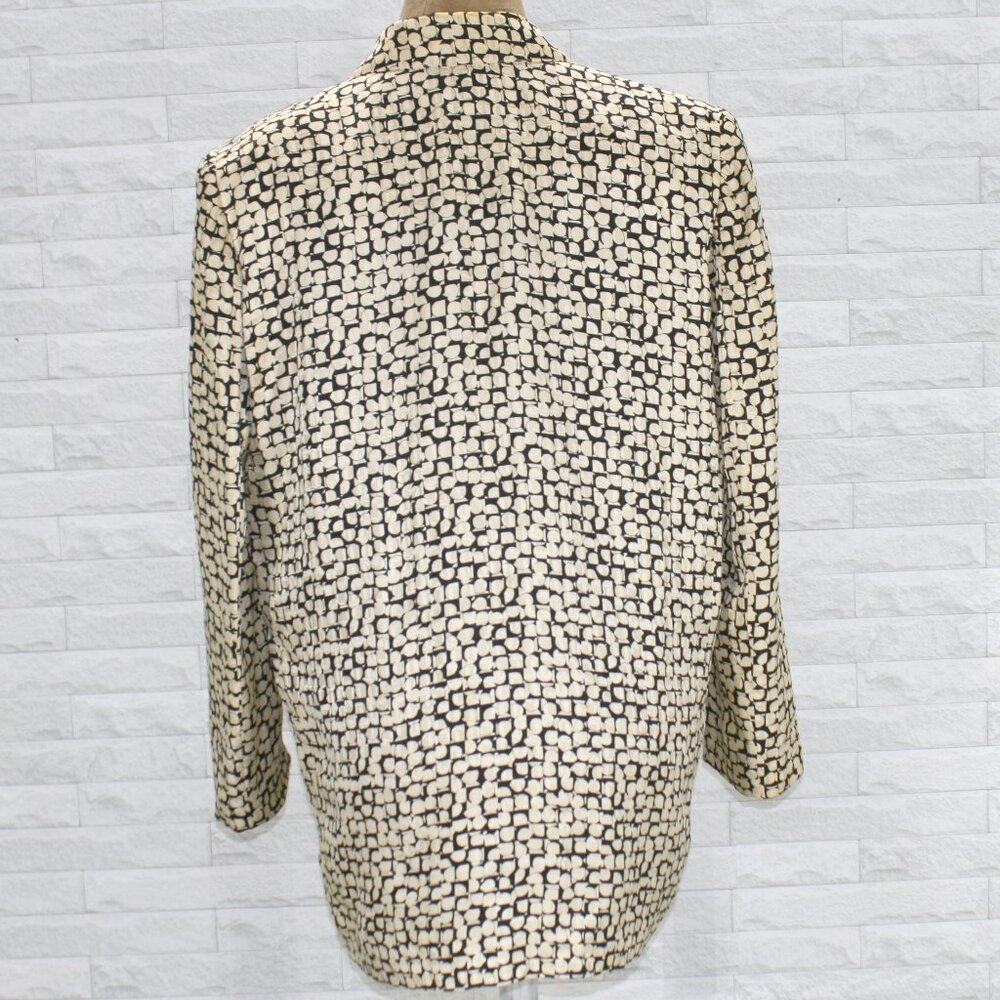 VINTAGE LIZ CLAIBORNE Silk Blazer Jacket Oversized Geometric Abstract Black 8 - Picture 6 of 16